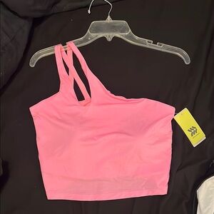 Pink One-Shoulder Athletic Crop Top